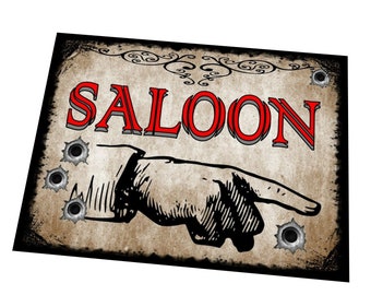 Cowboy Saloon-skylt Barskylt Retroskylt Nyhet Rolig reproduktion Cowboy Town Saloon-skylt Finns i olika storlekar