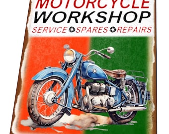 Vintage Motorcycle Workshop Sign, Motorcycle Sign, Bikers workshop Sign, Novelty Auto Mancave Sign, Retro Garage Bike repair Garage Sign