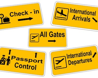 Airport Sign Fun Novelty Reproduction Airport Lounge Sign Arrivals Departures Passport Check in Airport Holiday Signs