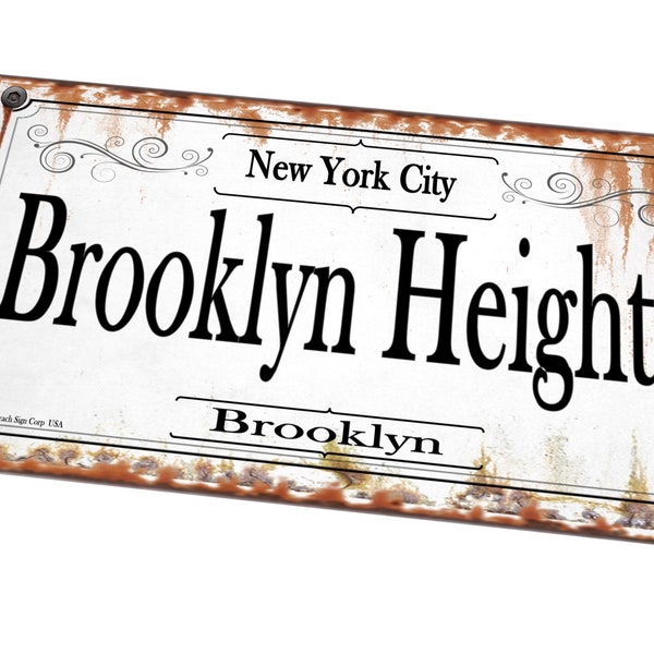 Brooklyn Heights New York City Signe vintage Style Reproduction New York Street Borough Signe