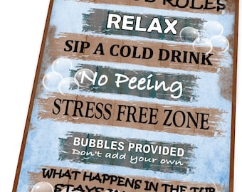 Hot Tub rules sign Novelty Rustic Hanging Fun Hanging Sign Wall Plaque Garden Hot Tub sign