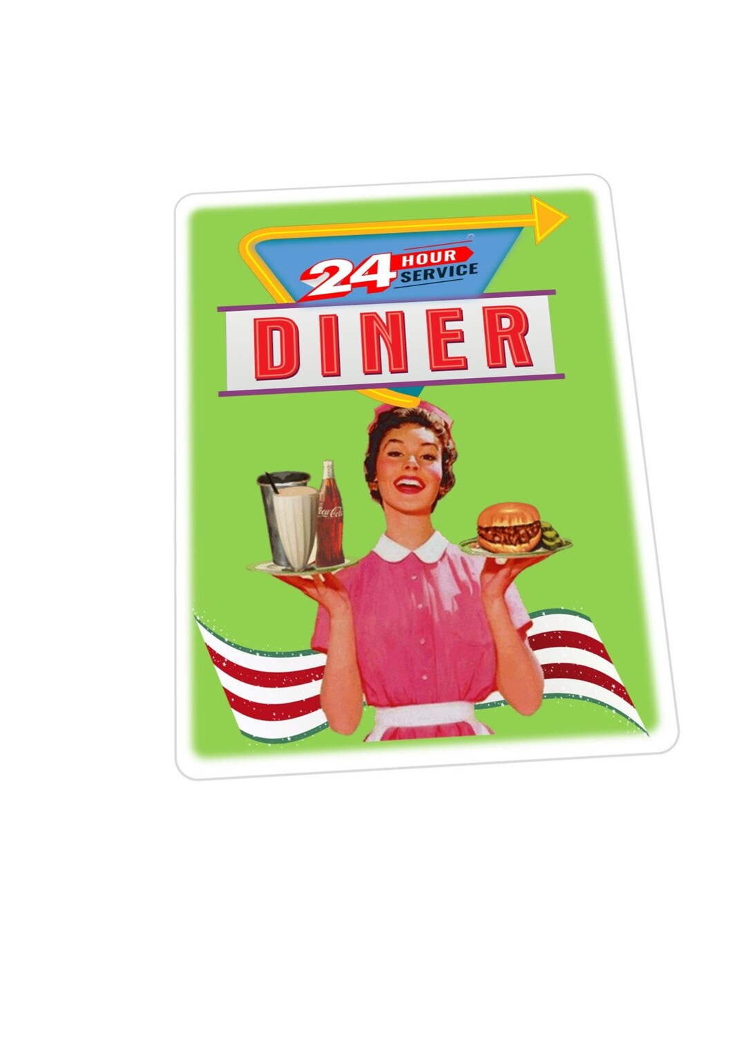 American Diner Retro 50s-60s Metal Sign Drive-in Diner Sign Hot Food ...