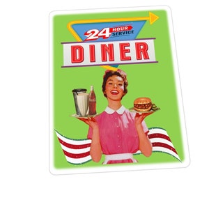 American Diner Retro 50s-60s Metal Sign Drive-in Diner Sign Hot Food, Snacks, Drinks Sign, Route 66 Diner Sign Reproduction Sign