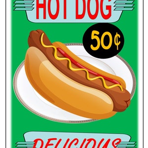 Retro Diner Sign American Diner 1950s Sign Café Sign Vintage Retro Diner Sign Retro Hot Dog Advertising Sign