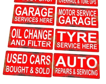Vintage Style Auto Repair Garage Signs: Aged Metal Wall Decor