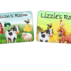 Children&#39;s Personalised Door Sign Personalised Nursery Door Sign Girls Door Sign, Boys Door Sign Farmyard Design
