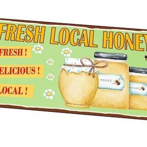 Fresh Local Honey Retro Style Sign Farmers Market Sign Metal Vintage Style Retro Greengrocers Sign