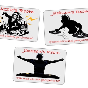 Children&#39;s Personalised Door Sign Personalised Nursery Door Sign Girls Door Sign, Boys Door Sign DJ Design