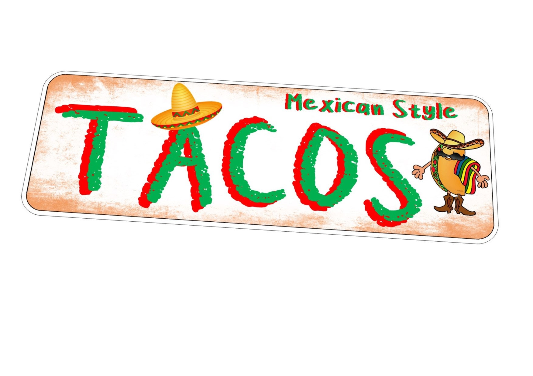 Taco Mexican Food Metal Sign Retro Style Taco Food Café Sign Bistro ...