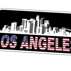 Cartello Los Angeles USA Novità Cartello Skyline in metallo Targa da appendere a parete Mancave Targa in metallo Cartello da parete retrò Cartello per città