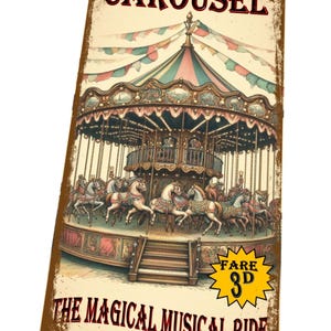 Karussell Vintage Jahrmarkt Karneval Schild Retro Vintage Stil Jahrmarkt Sideshow Schild Reproduktion Karussell Fahrt Vintage Stil Schild