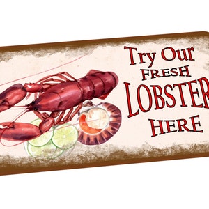 Lobster Retro Diner Style Sign Diner Sign Metal Vintage Style Retro Bistro Restaurant Sign