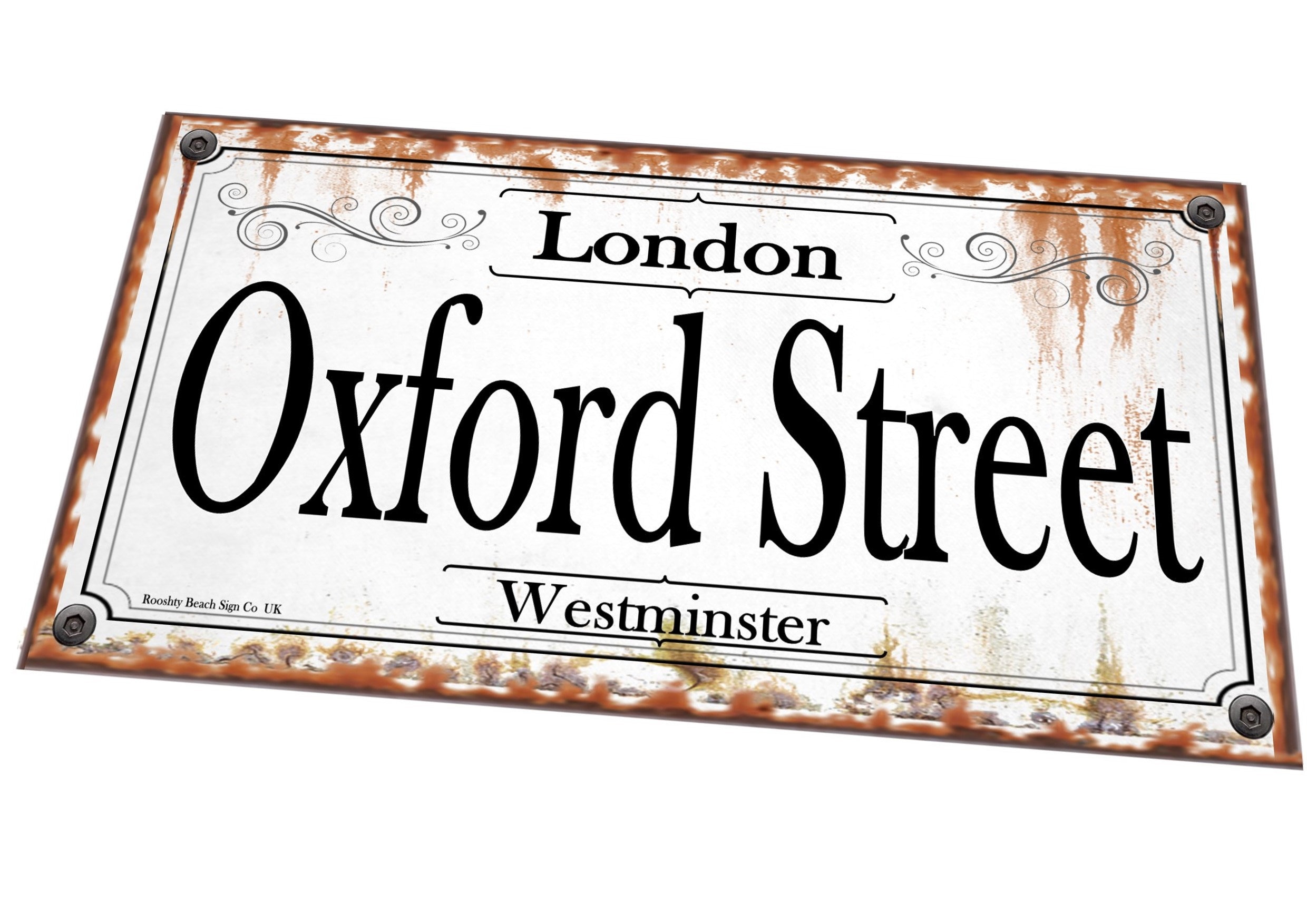 Whitehall - Targa In Metallo Con Scritta London Street, Stile