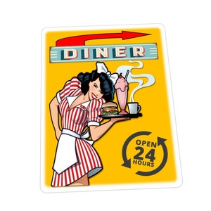 American Diner Retro 50s-60s Metal Sign Drive-in Diner Sign Hot Food, Snacks, Drinks Sign, Route 66 Diner Sign Reproduction Sign