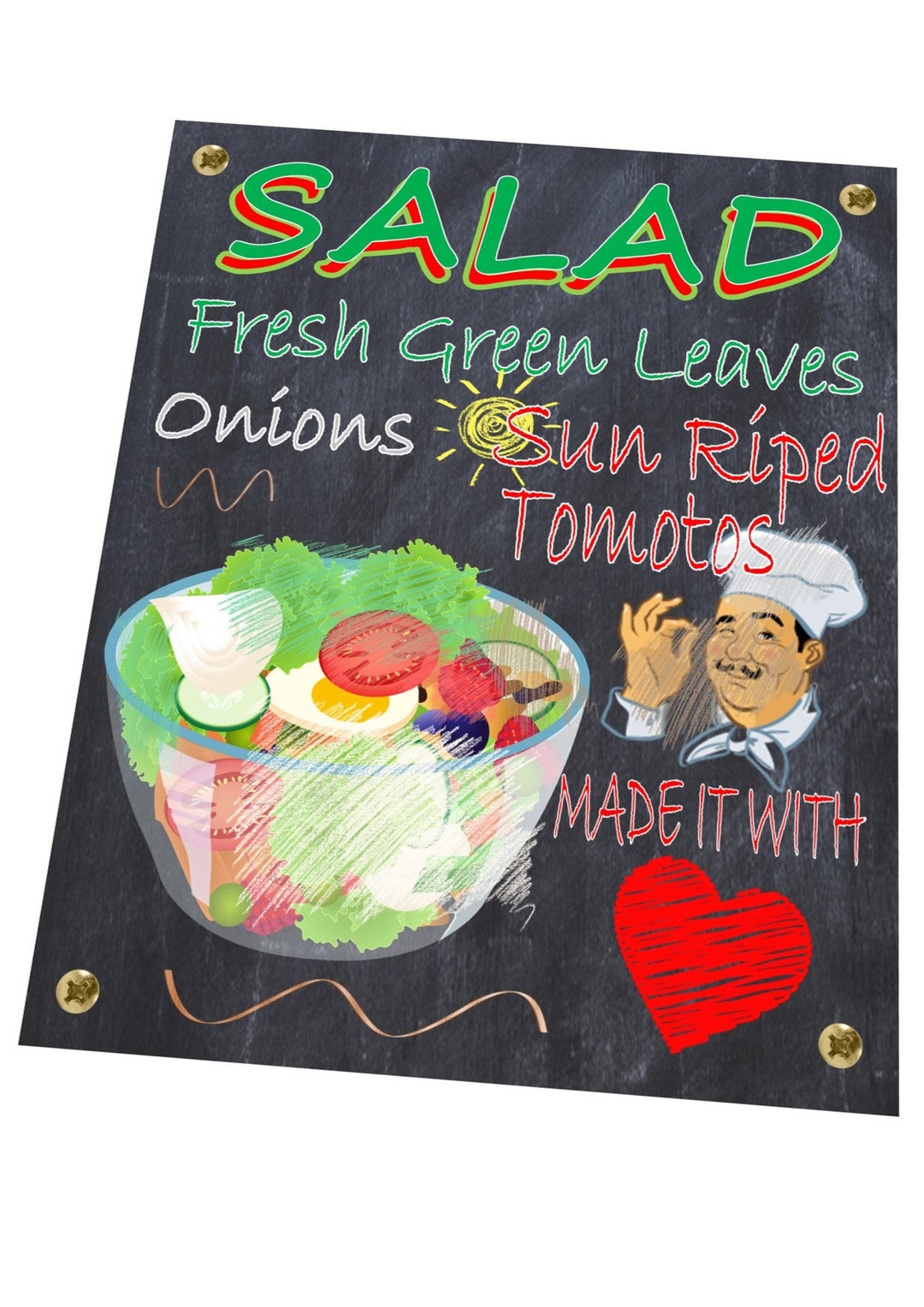 Local Salad Program Sign Salad Sign Restaurant Bistro Sign Food Sign Metal Restaurant Sign ...