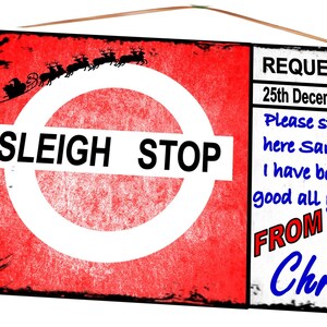Santa Stop Here Sign Personalised Santa Stop Sign Christmas Bus Stop Personalised Sign