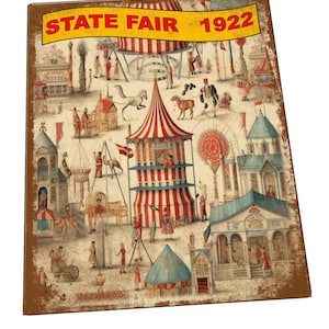 Vintage State Fair Sign Carnival Fair Metal Sign Bienvenido al signo de la feria estatal Retro Carnival Sign State Fair 1922 Metal Sign