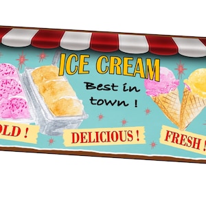 Ice Cream Retro Style Sign Restaurant Sign Metal Vintage Style Retro Ice Cream Shop Sign