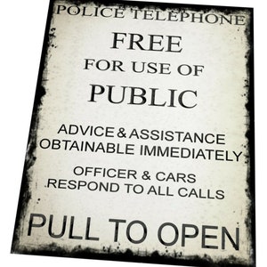 Retro Police Box Phone Sign Dr Who Police Phone Sign Reproduction Police Box Phone Sign