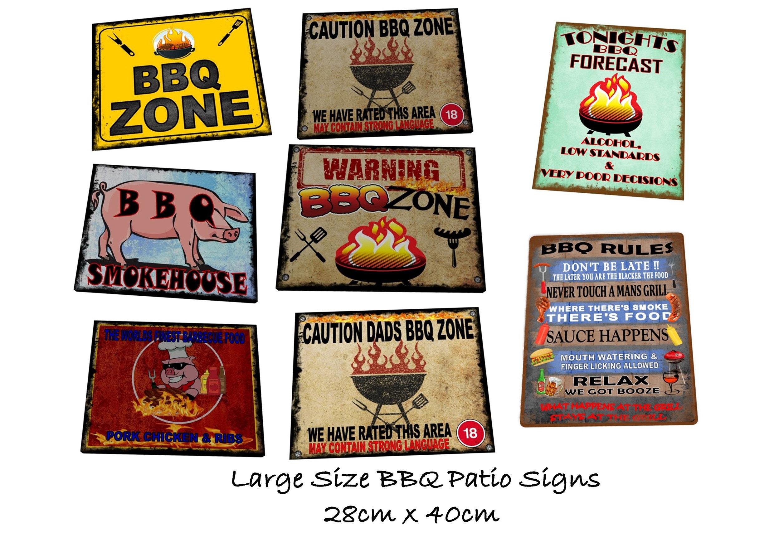 BBQ Garden Patio Signs Large size Metal BBQ Garden Grill Signs