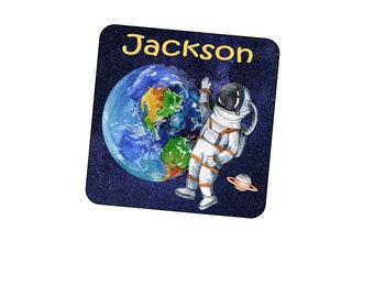 Children's Personalised Door Sign Personalised Nursery Door Sign Girls Door Sign, Boys Door Sign Space Man Design