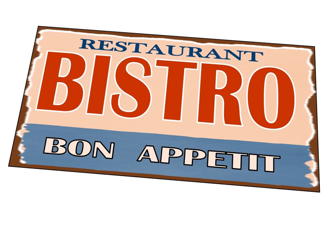 Bistro Retro Style Sign Restaurant Bistro Sign Metal Vintage Style Café ...