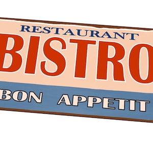 Bistro Retro Style Sign Restaurant Bistro Sign Metal Vintage Style Café Sign