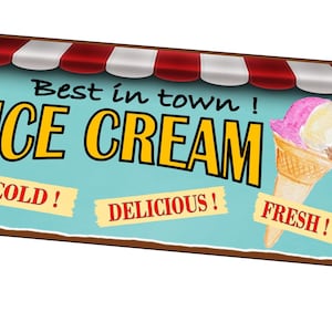 Ice Cream Retro Style Sign Restaurant Sign Metal Vintage Style Retro Ice Cream Shop Sign