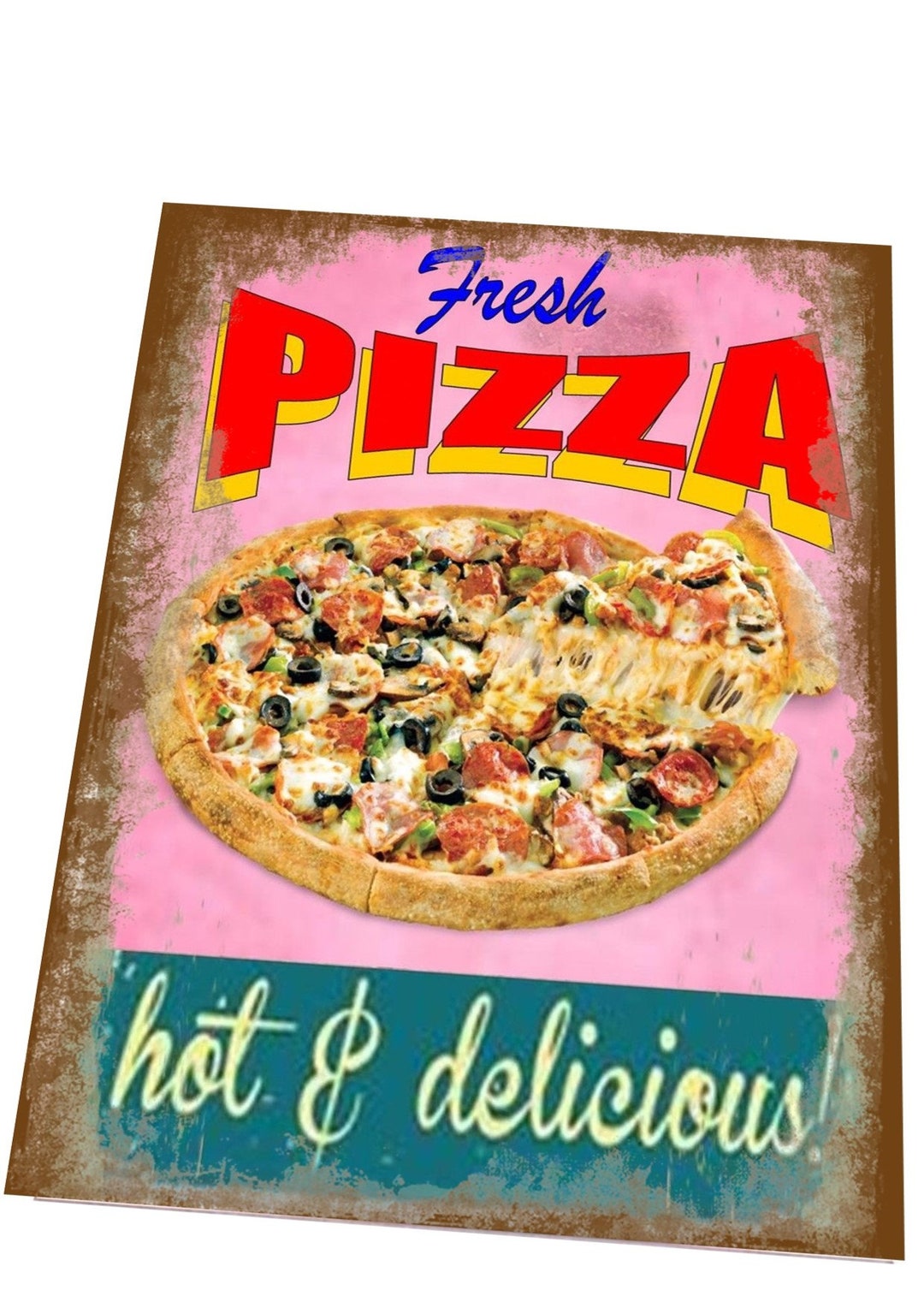 Pizza Sign Retro Italian Pizza Here Sign Fresh Pizza Sign Takeaway ...