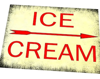 Ice Cream Sign Novelty Retro Vintage Style Sign Ice Cream Parlour Sign Italian Ice Cream Retro Ice Cream Sign