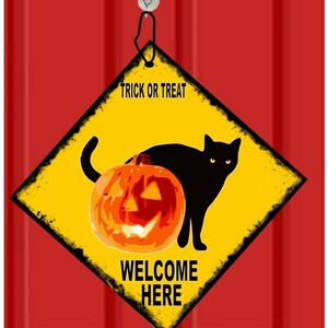 Truc ou friandise Panneau de porte suspendue Halloween Enseigne de porte suspendue Signe de décoration Halloween