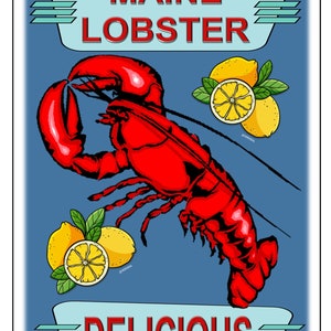 Retro Maine Lobster Sign American Diner 1950s Lobster Sign Café Sign Vintage Retro Diner Sign Shellfish Advertising Sign