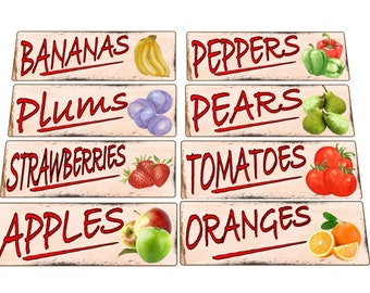 Fresh Fruit Sign Farmers Market Fruit Signs Strawberries, Apples, Plums, Salad Sign Greengrocers Sign Vintage Fruit Sign