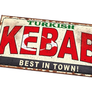 Turkish Kebab Retro Style Sign Restaurant Sign Metal Vintage Style Retro  Turkish Kebab Food  Sign