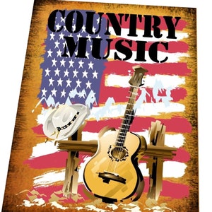 Country & Western Music Sign Retro Country Sign If it ain't Country it ain't music sign