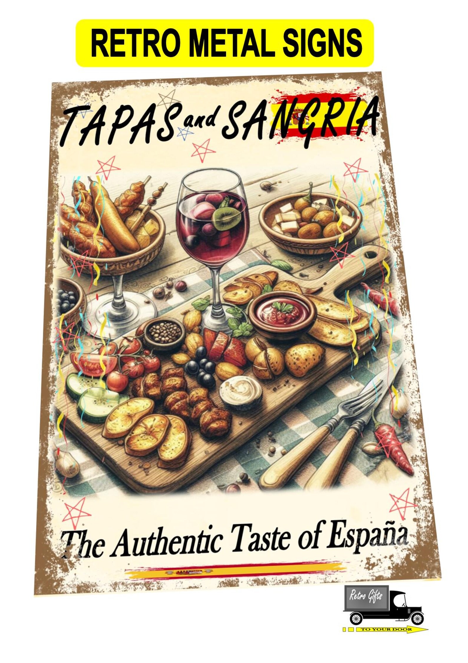 Vintage Tapas and Sangria Metal Sign: Spanish Restaurant Decor - Etsy