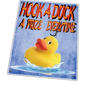 Hook a Duck Vintage Jahrmarkt Karneval Schild Retro Vintage Stil Fun Fair Sideshow Schild Reproduktion Karneval Metall Vintage Stil Schild