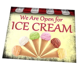 Ice Cream Sign Novelty Retro Vintage Style Sign Ice Cream Parlour Sign Italian Ice Cream Retro Ice Cream Sign