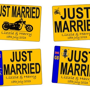 Gepersonaliseerde nieuwigheid motorfiets Just Married nummerplaat Gepersonaliseerde motorfiets nummerplaat