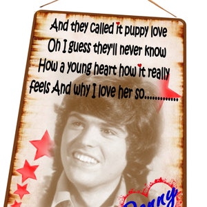 Retro Donny Osmond Signe De musique vintage des années 1970 Signe d’amour Puppy Signe d’amour Rétro Pop Signe Plaque murale