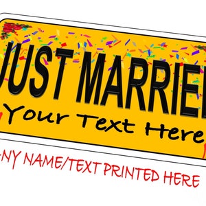 Just Married Novelty Number Plate Personalised Number Plate Personalised Birthday Gift 15cm 29cm Novelty Number Plate City
