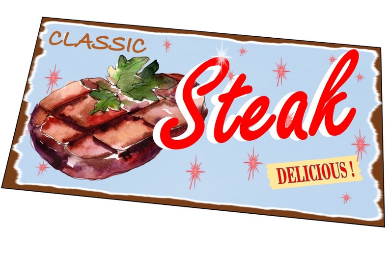 Steak Retro Style Sign Restaurant Sign Metal Vintage Style Retro Best ...
