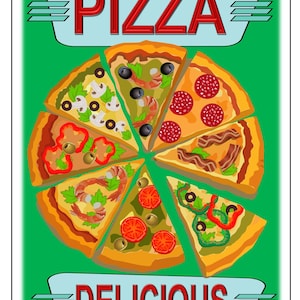Retro Pizza Sign American Diner 1950s Pizza Sign Café Sign Vintage Retro Diner Sign Pizza Advertising Sign