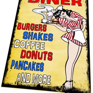 Diner Sign Novelty Retro Diner Wall Sign Plaque Fun Reproduction 1950s Diner Food Sign