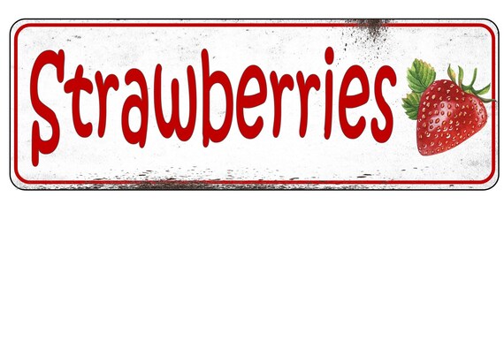 Fresh Strawberries Farm Shop Greengrocers Metal Sign Strawberry