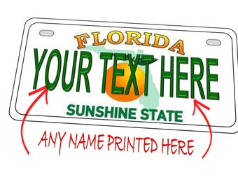 American Personalised  Number Plate Personalised Florida Number Plate Personalised Birthday Gift 15cm 29cm American Number Plate