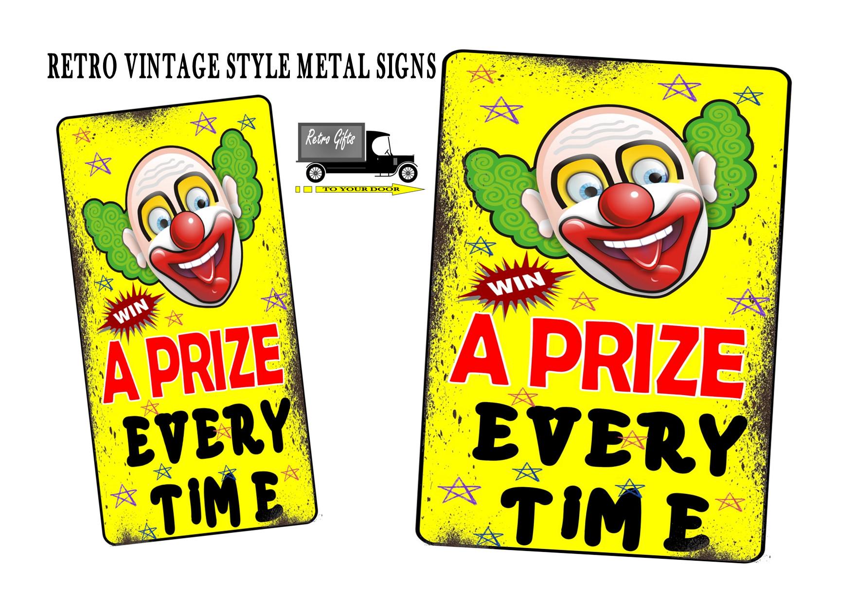 Retro Carnival Clown Metal Sign: Fairground Prize - Etsy