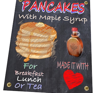 Pancakes Schild Restaurant Bistro Sign Food Sign Metall Restaurant Sign Chalkboard Style Effect auf Aluminium Platte gedruckt