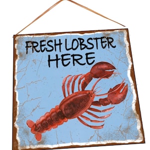 Fresh Lobster Sign Retro Sign Seafood Sign Shell Fish Sign Vintage Sign Fisherman&#39;s Sign Bistro Sign