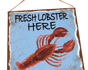 Fresh Lobster Sign Retro Sign Seafood Sign Shell Fish Sign Vintage Sign Fisherman's Sign Bistro Sign